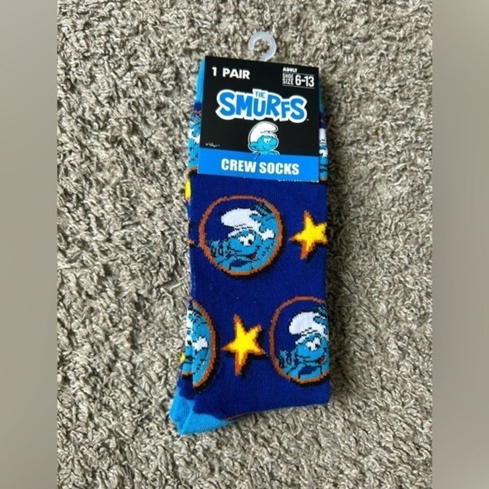 ✨ NWT Smurfs funky Blue Crew Socks